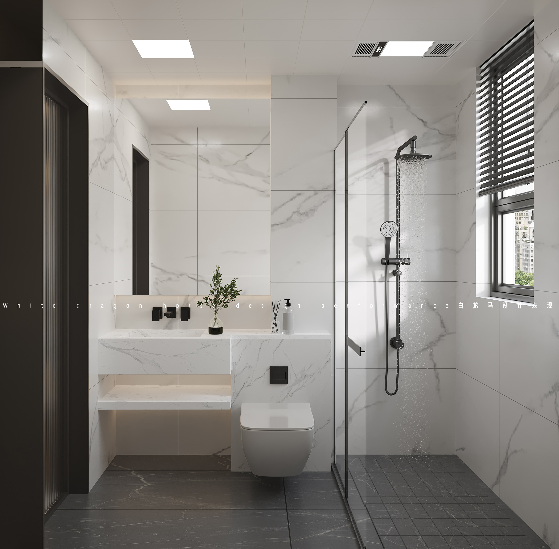 平层黑白灰案例——白龙马效果图-6