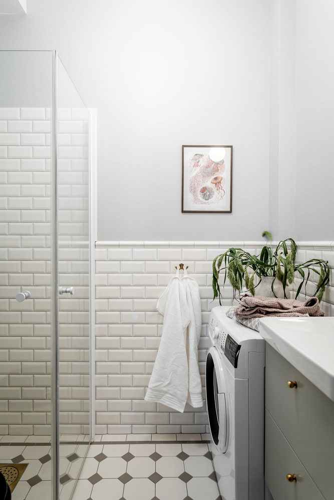 瑞典哥德堡公寓的花卉墙纸餐厅设计-31