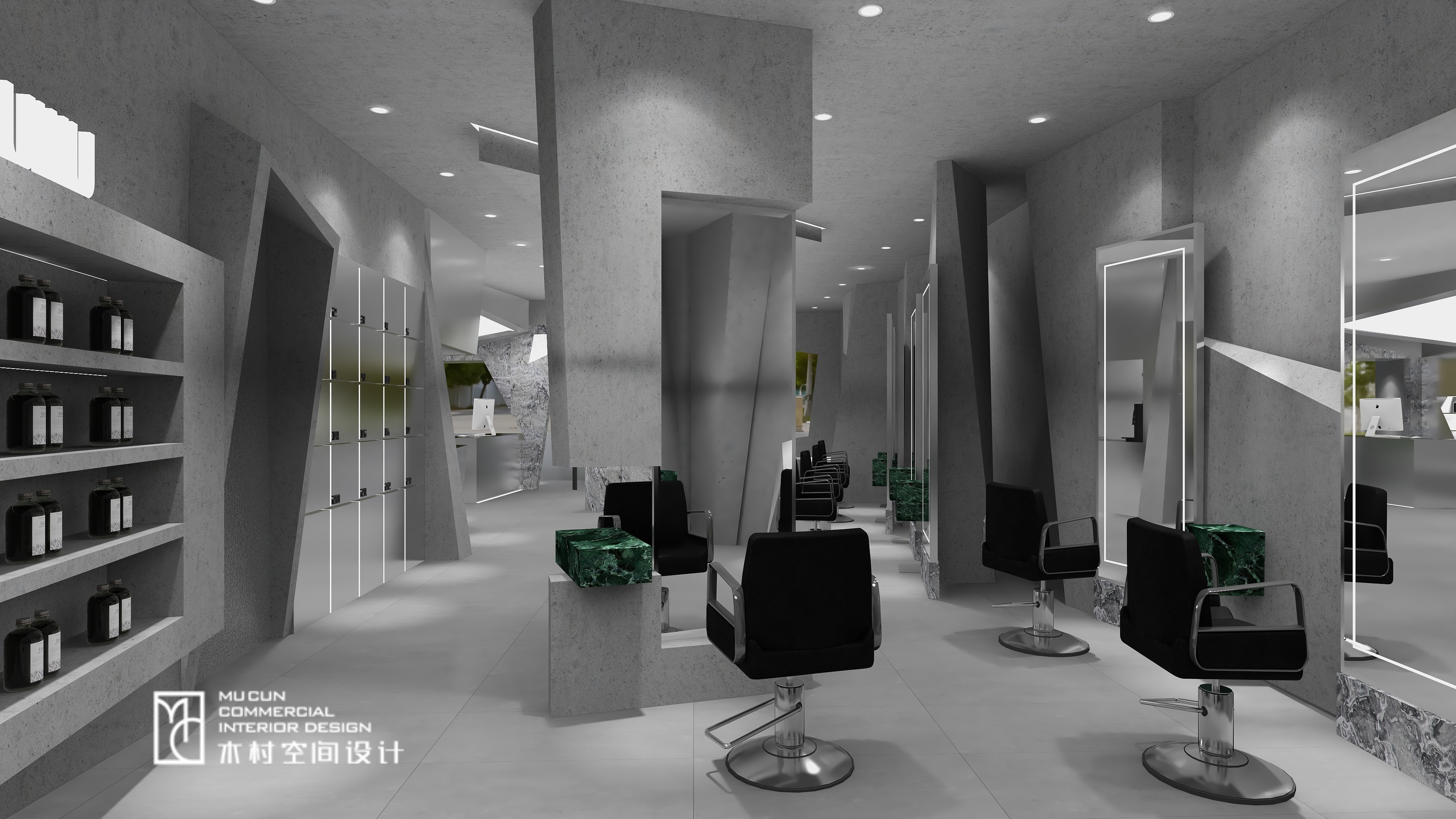 黑白灰理发店设计丨中国无锡丨木村空间美学-16
