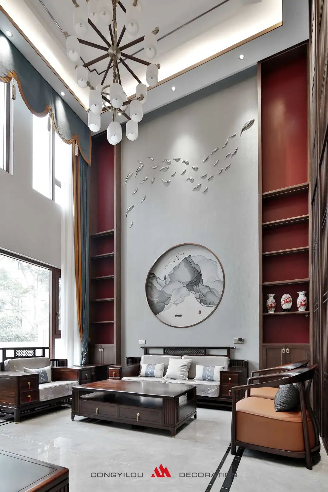 南昌绿地卢塞恩新中式别墅丨中国南昌丨丛一楼装饰-8