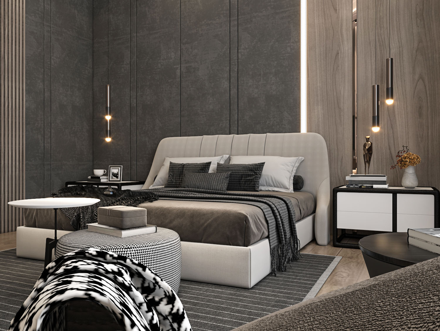 现代主卧室丨Castle construction office-5