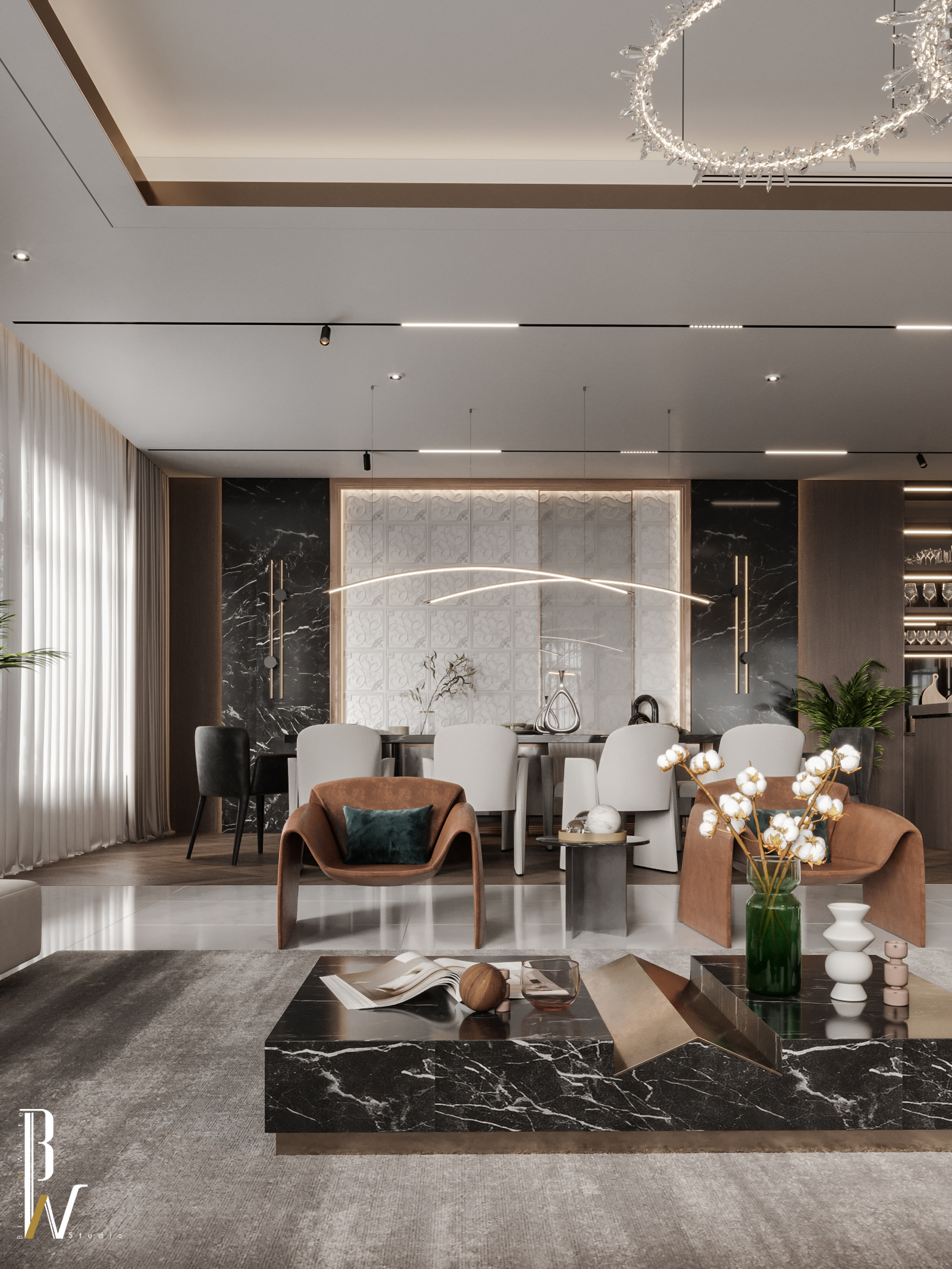 现代豪华大厅丨阿联酋丨Black N White-24