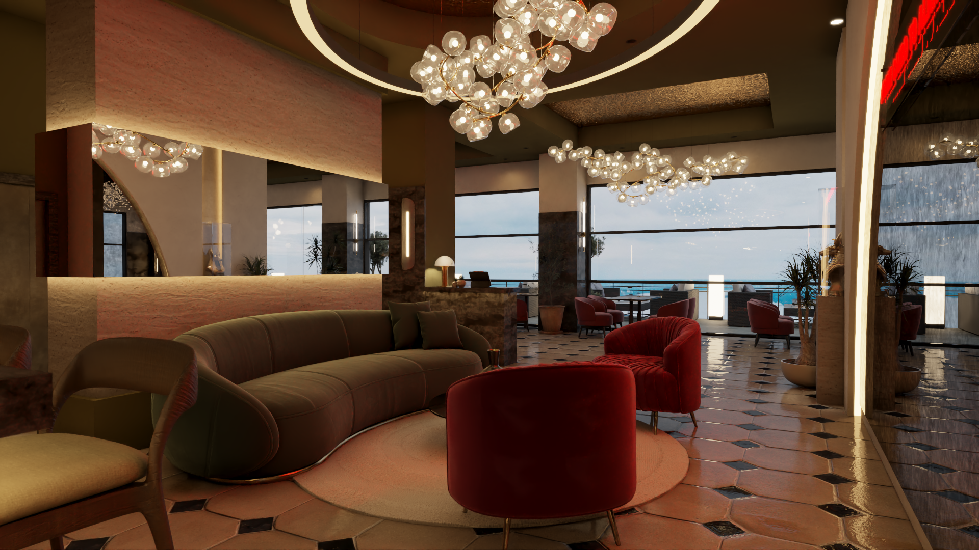 餐厅和水烟休闲室室内设计丨沙特阿拉伯-15