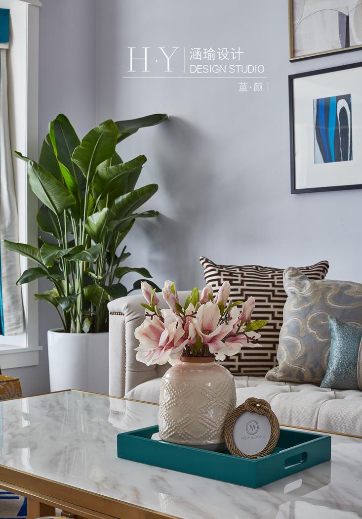 涵瑜设计丨平层书香独韵,盛世蓝颜-12