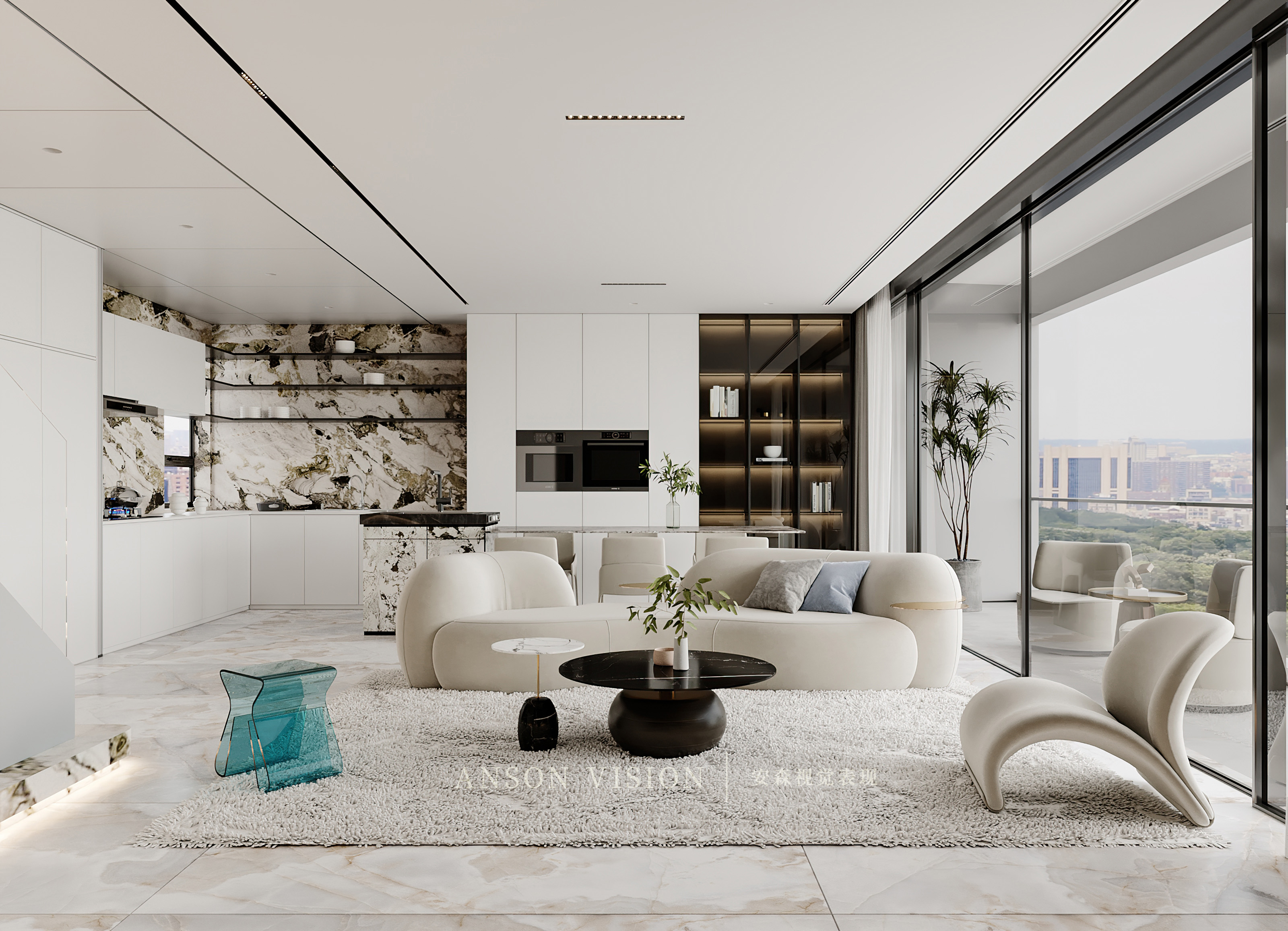 黑暗风现代客餐厅卧室设计案例丨Ansonvision·蒙头睡-16