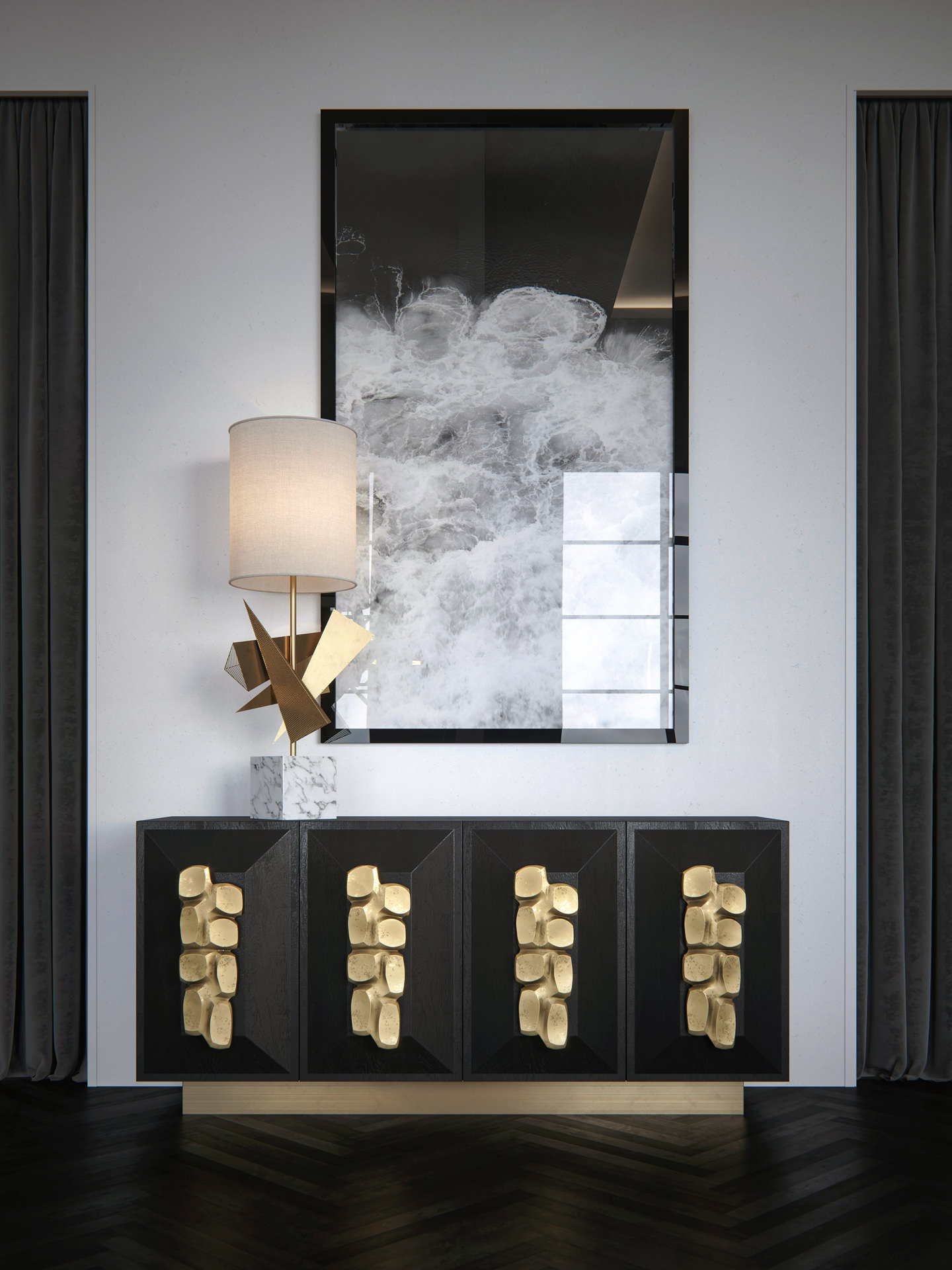 极简黑白空间中的奢华家具盛宴丨Lunas Visualization-4