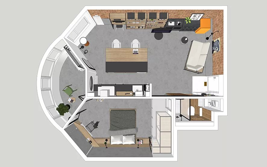 50㎡小户型逆袭，工业风酷炫变装-3