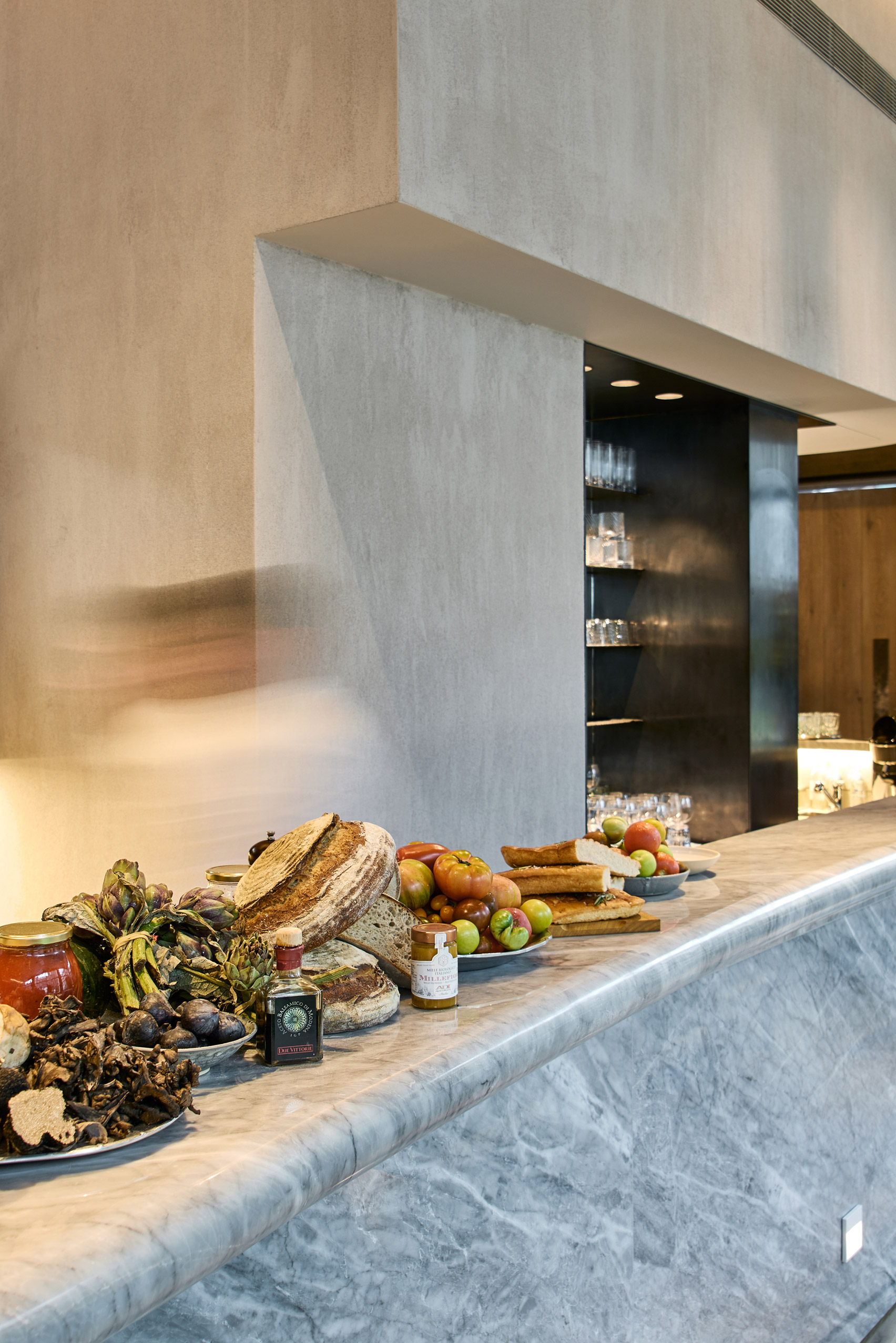 Brick bulges embellish ceiling of Fucina restaurant by Andy Martin Architects-13