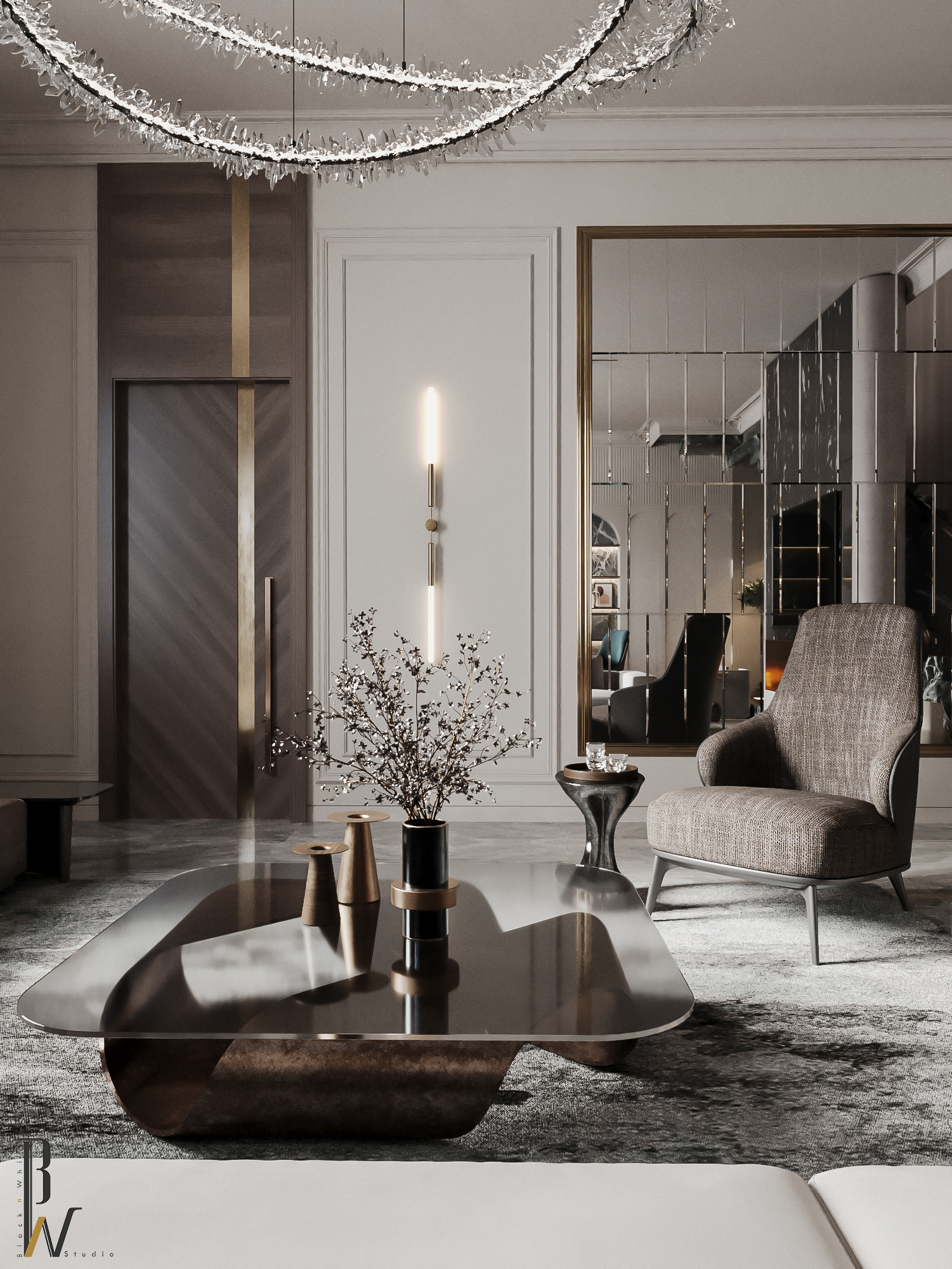 主厅设计丨沙特阿拉伯丨Black N White-11