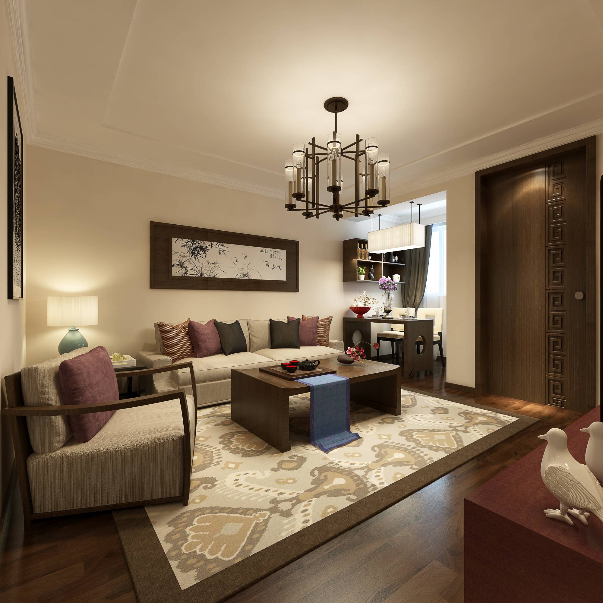 新中式 中式古典 奢华家装别墅样板房-6-5