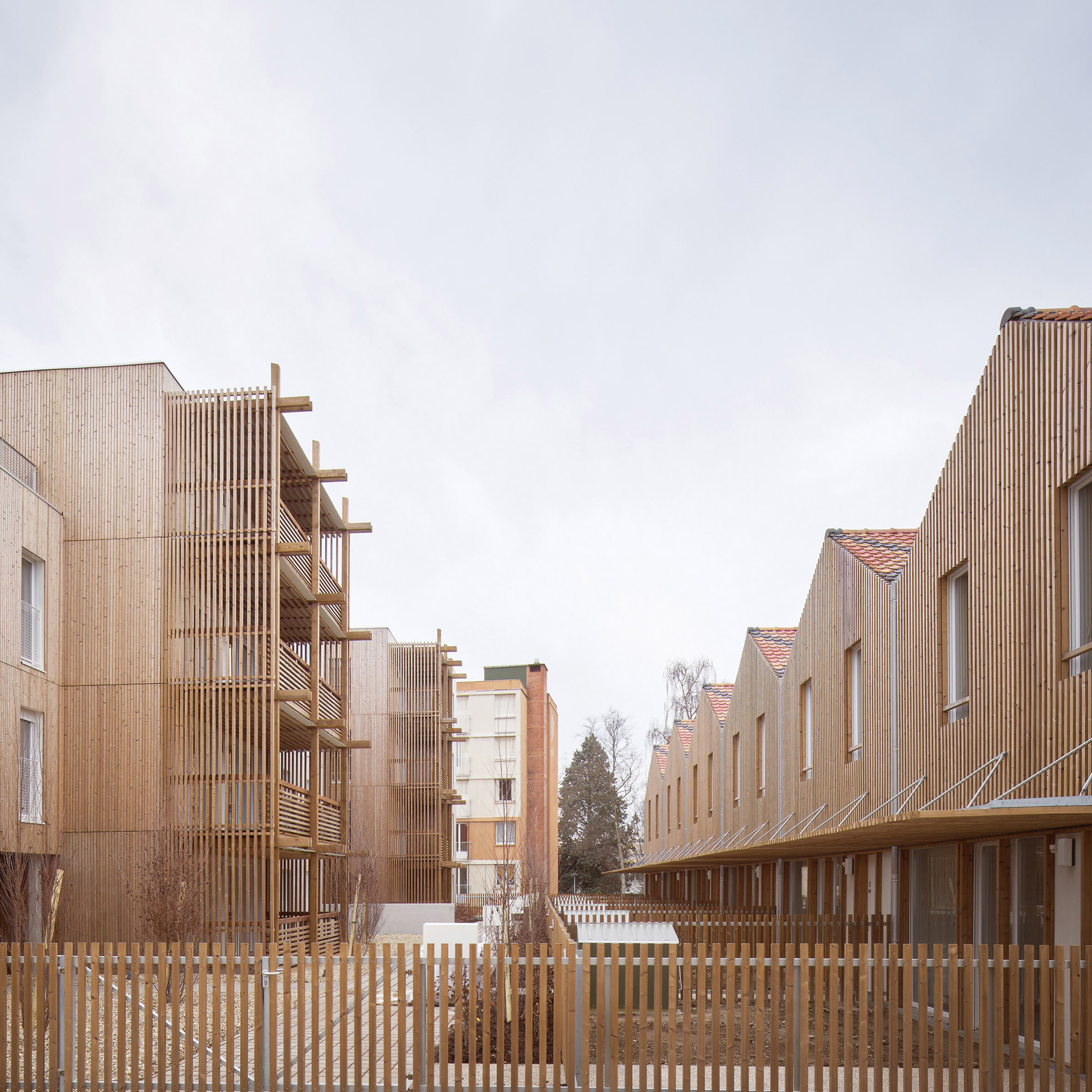 Odile Guzy Architectes covers social housing with vertical wooden slats-0