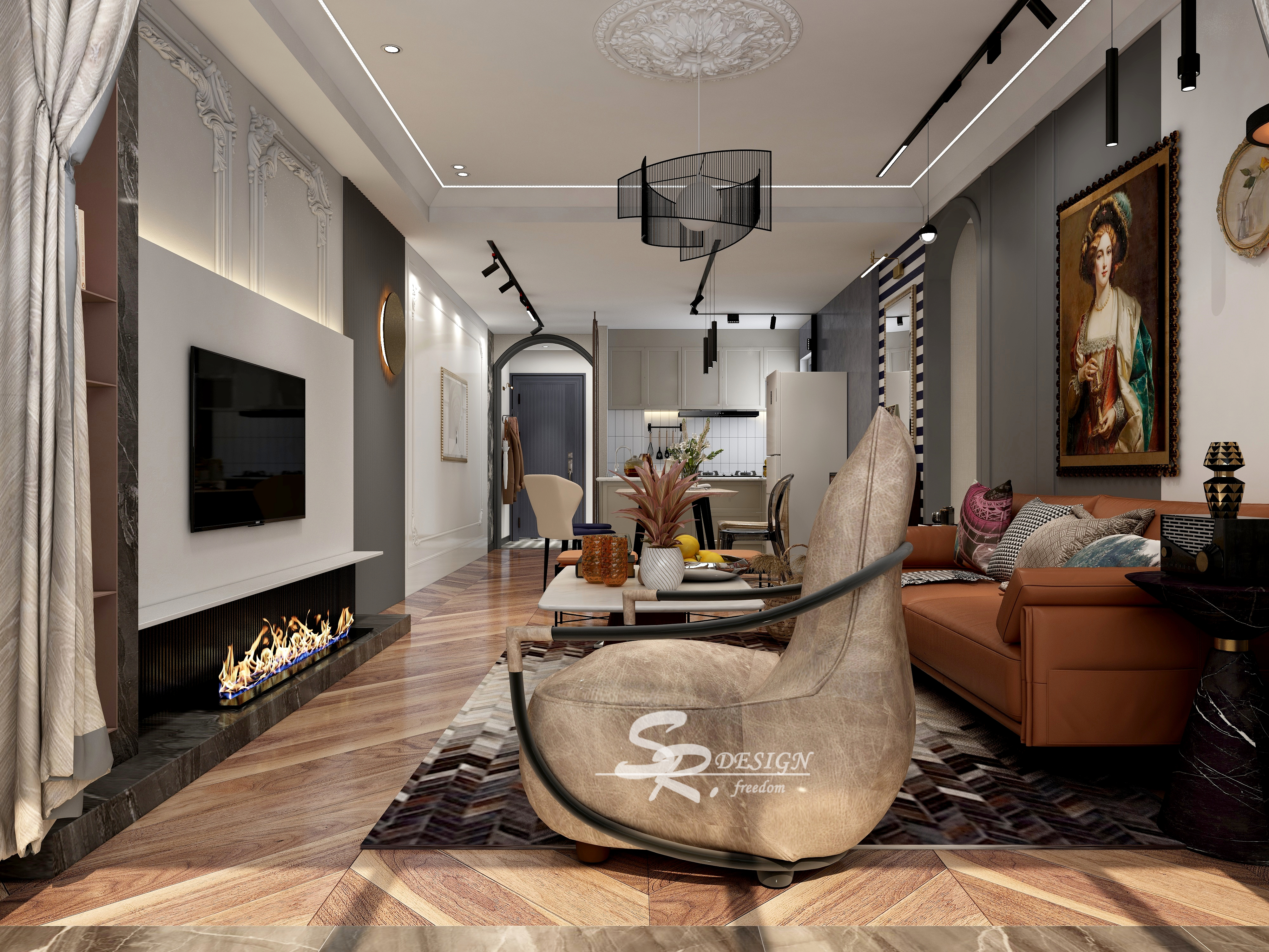 现代复古混搭风 · 96 平花繁设计样板间-21