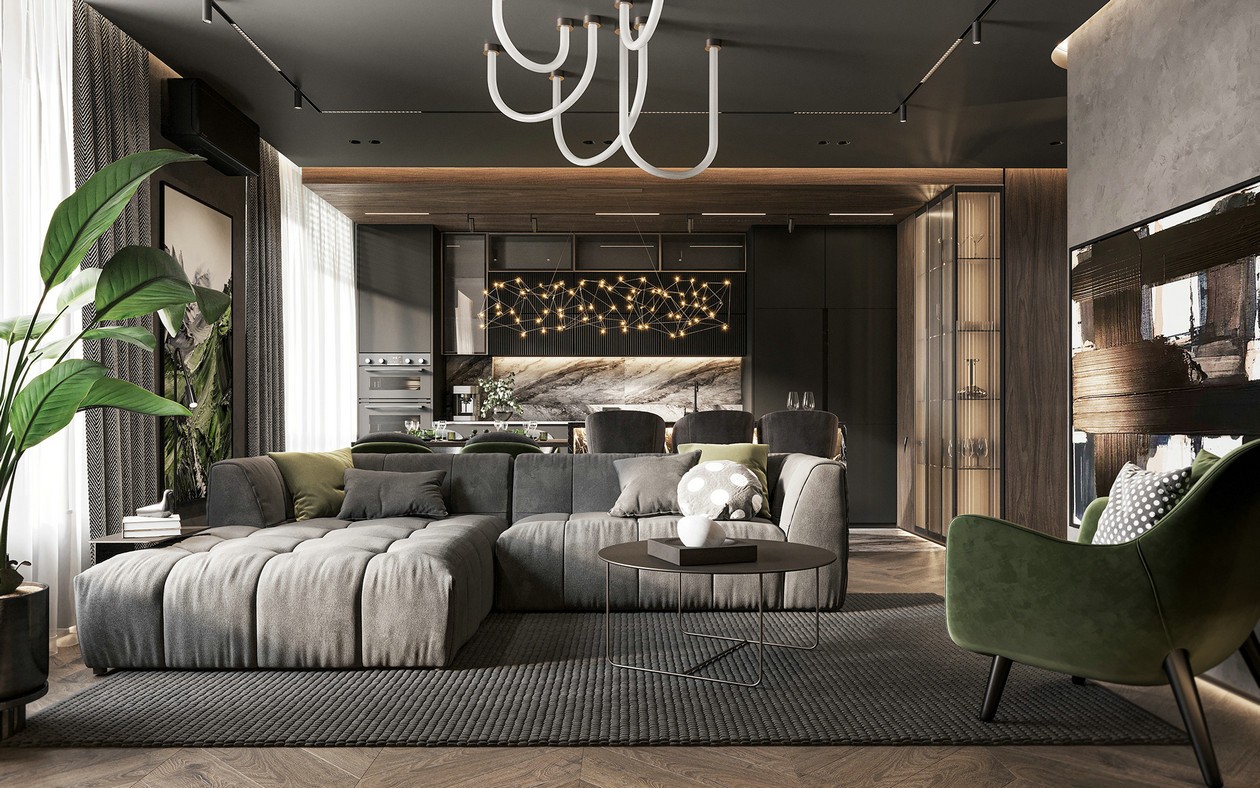 90㎡高级黑室内设计-4