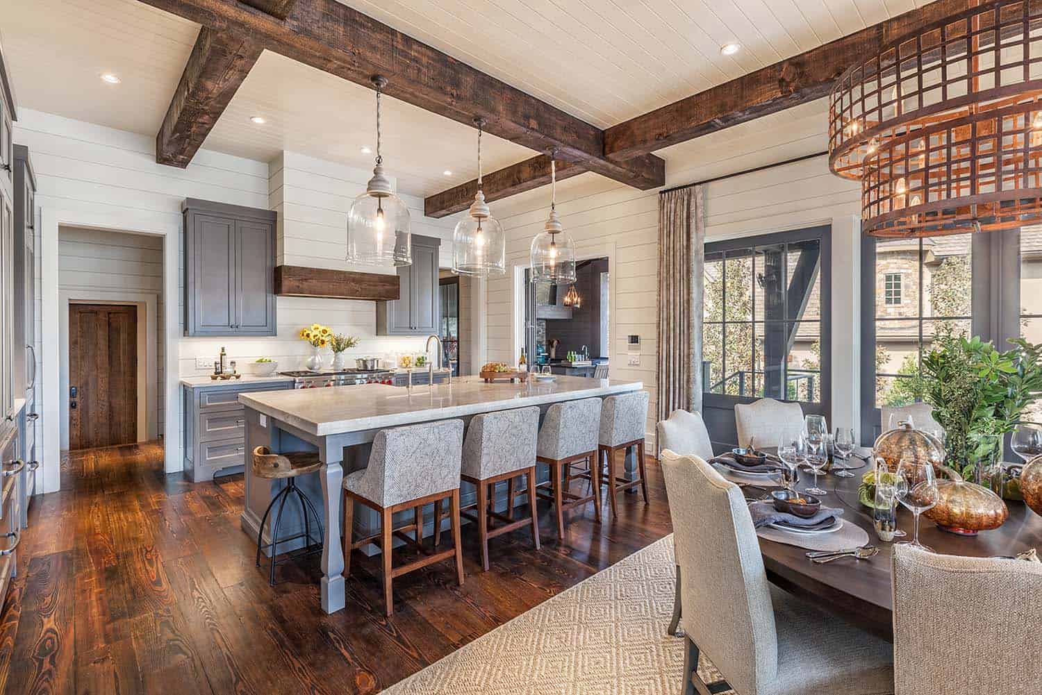 Timber frame home with farmhouse interiors overlooking Lake Keowee-4