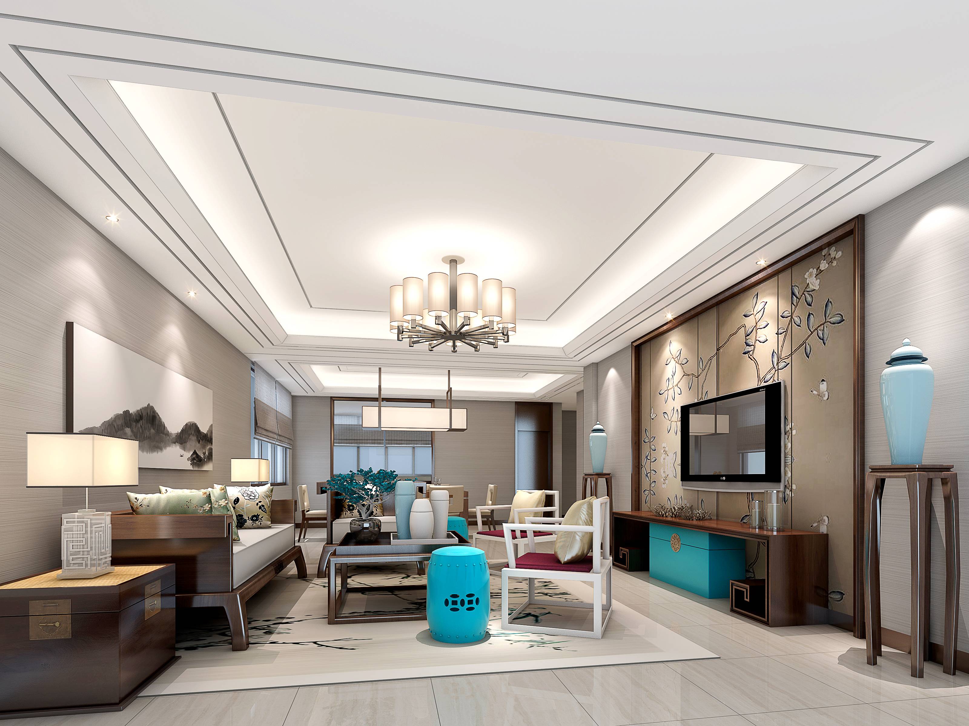 新中式 中式古典 奢华家装别墅样板房-13-18