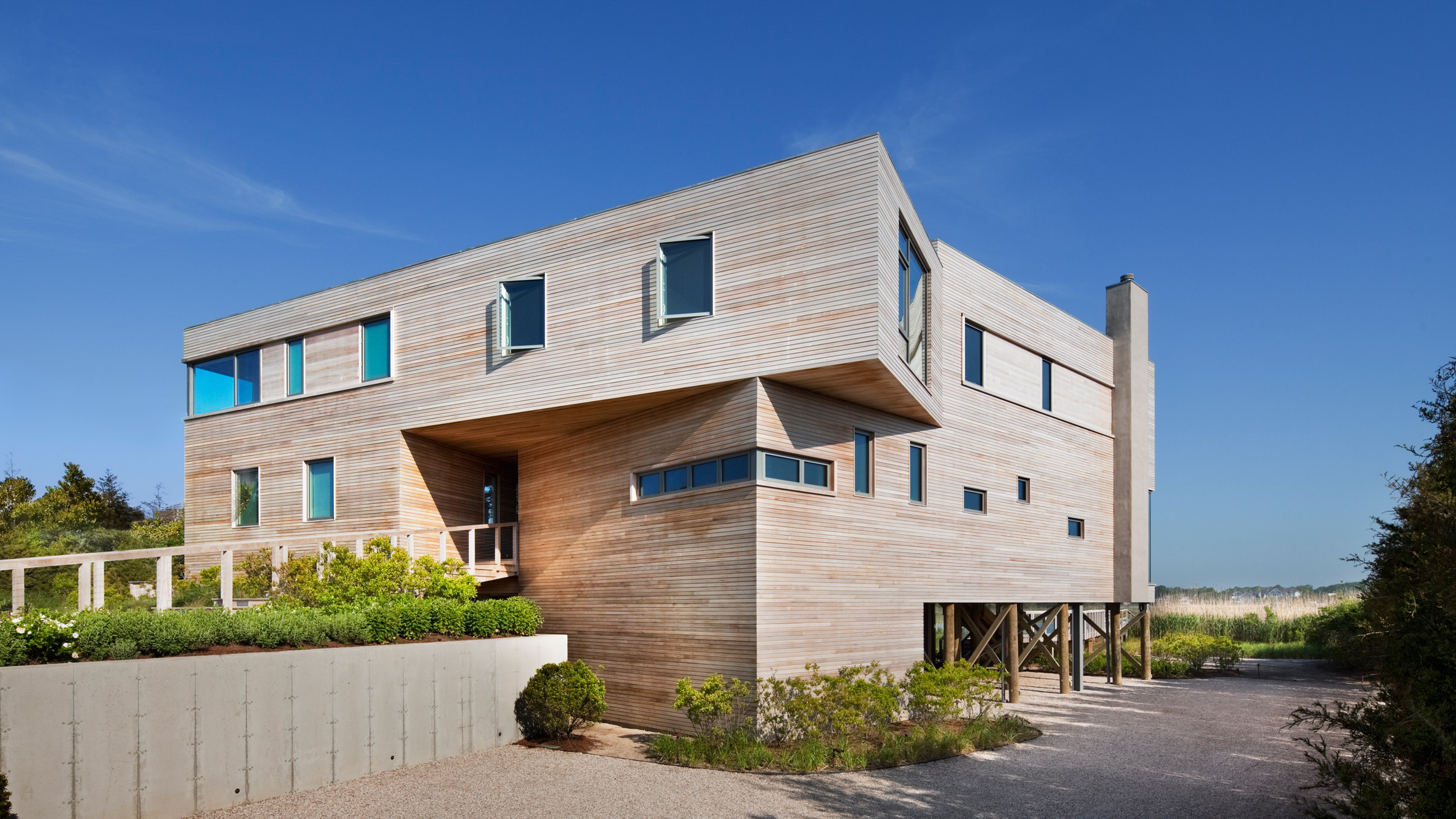 Leroy Street Studio lifts Hamptons house above the water on stilts-0