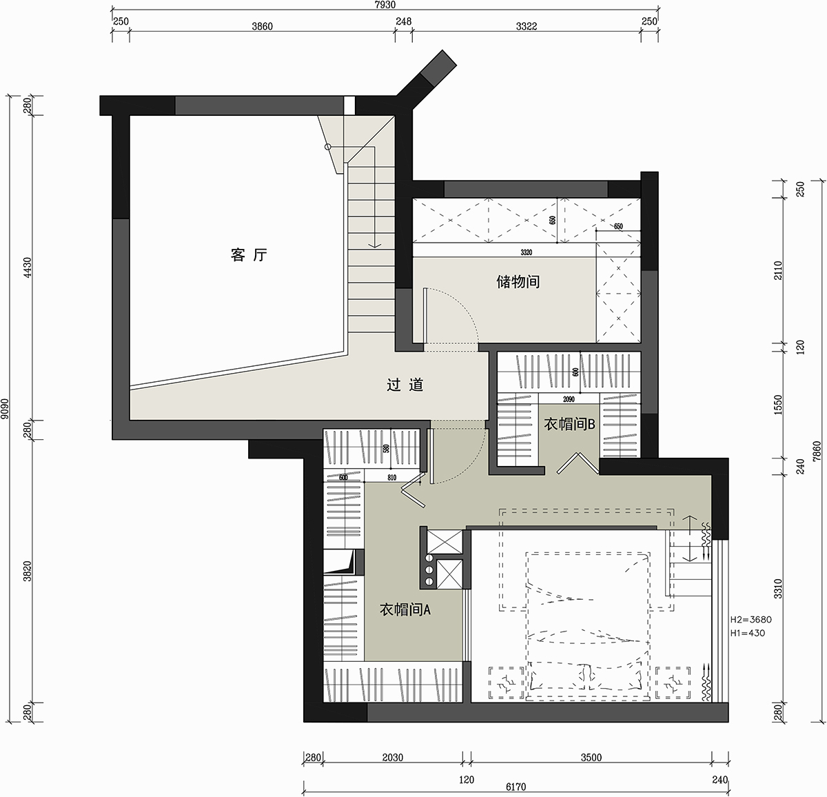 杭州捌零玖零设计|150㎡复式LOFT现代法式轻奢-23