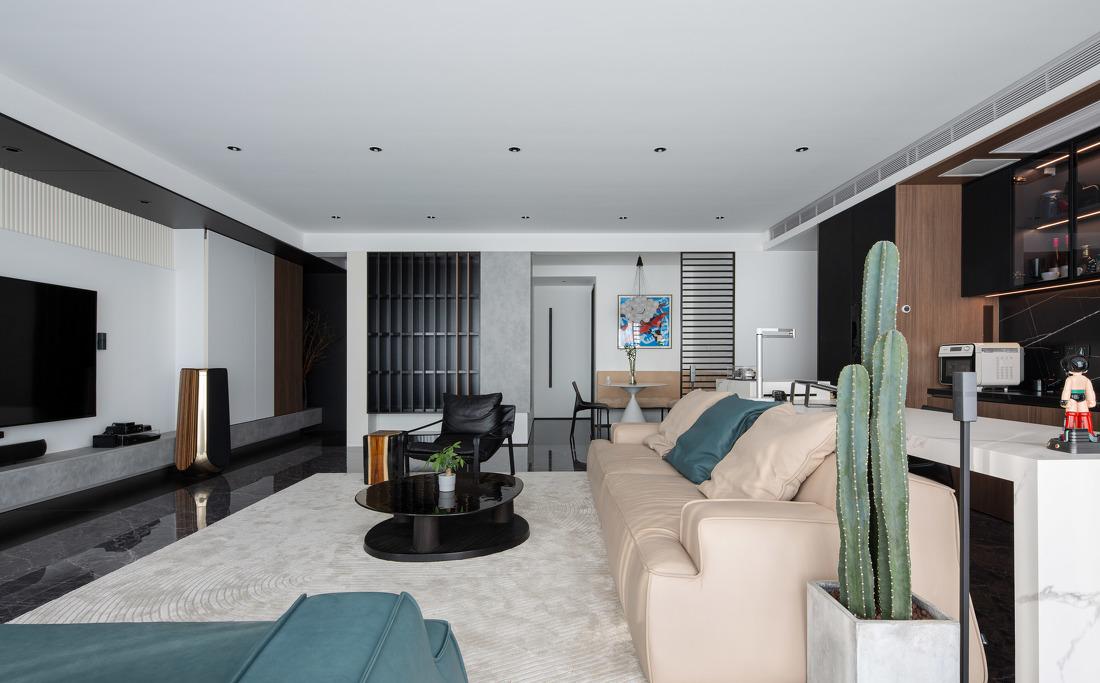 200㎡大平层现代简约风黑白艺术空间-6