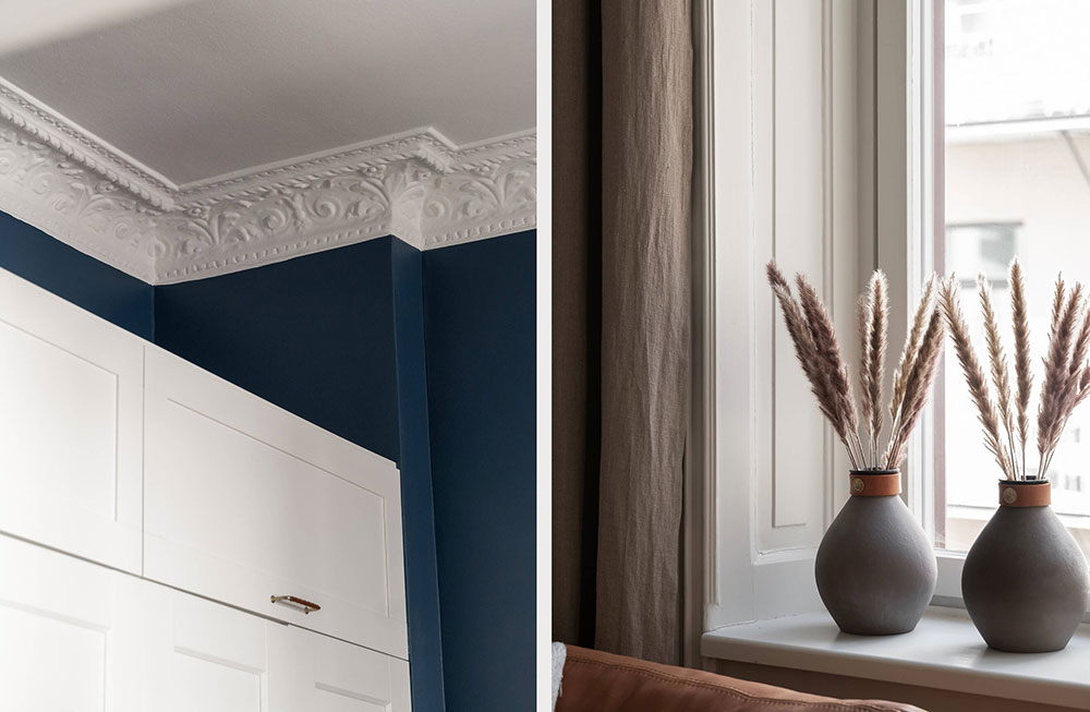 瑞典斯德哥尔摩 48㎡小公寓的绿色与深蓝魅力-13