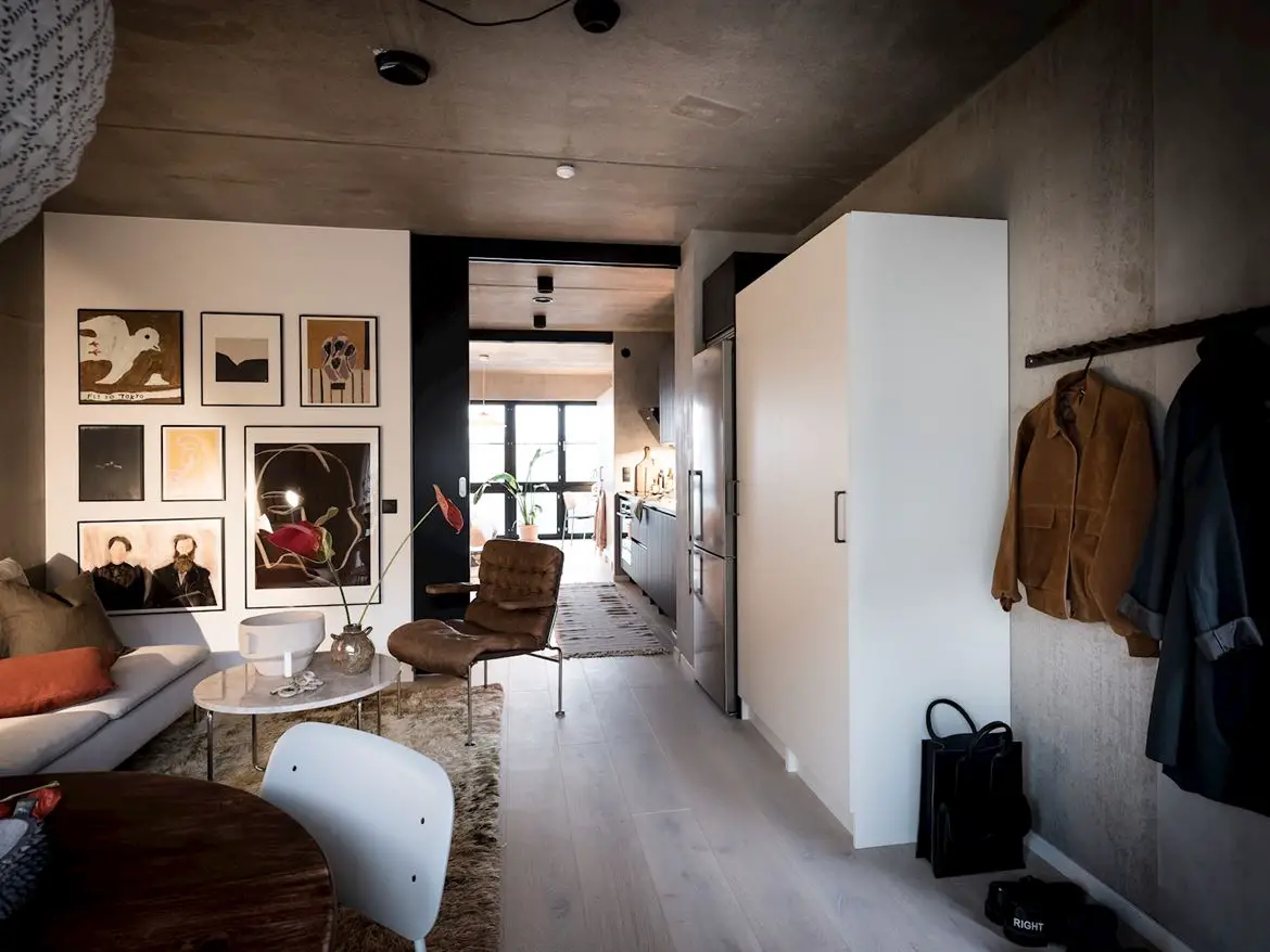 工业风 46m²小户型，原始混凝土墙的独特魅力-6