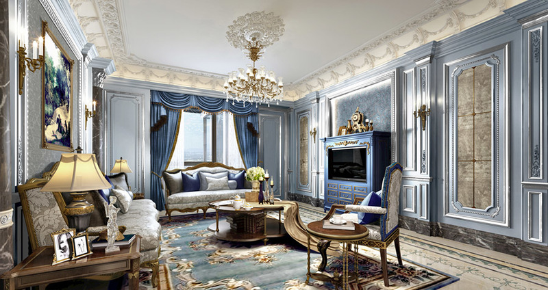 别墅欧式风格室内装修设计案例效果图2-1