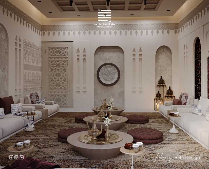 男士聚会厅;男士会议室(Majlis在不同文化语境中意思有所不同,常见指聚会场所、会议室等,这里Men’s Majlis常见意思为供男性使用的这类场所 ) 丨沙特阿拉伯丨A2Z Architects™-8