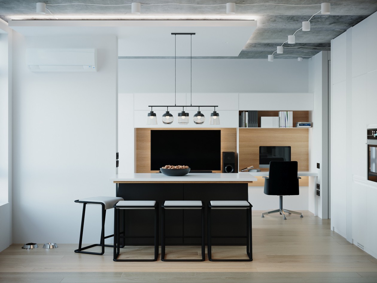 乌克兰基辅 59㎡极简风公寓-3