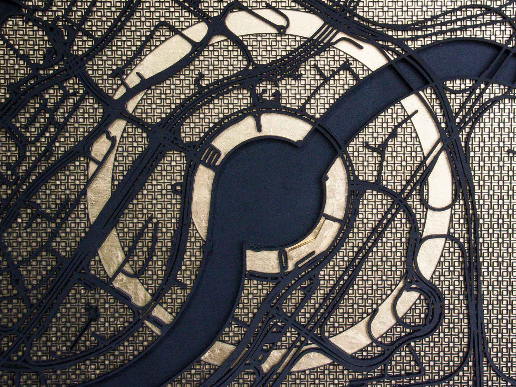 Dubai Hotel Artwork - Laser-Cut Map in Black & Gold-33