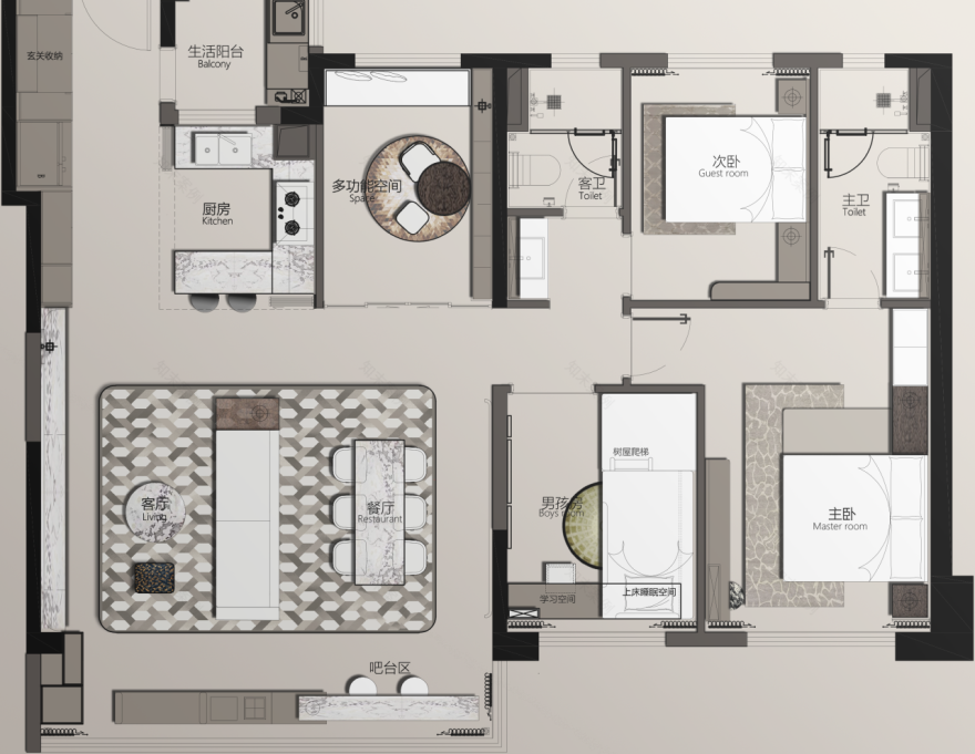 昆明万科·都会半岛99㎡&89㎡&126㎡样板间丨中国昆明丨深圳市蜜尔室内艺术设计有限公司-105