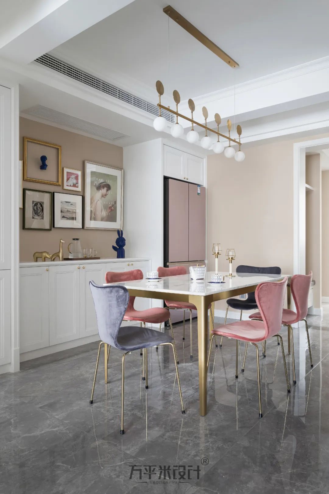 轻美式混搭,粉色温馨的新家设计-33