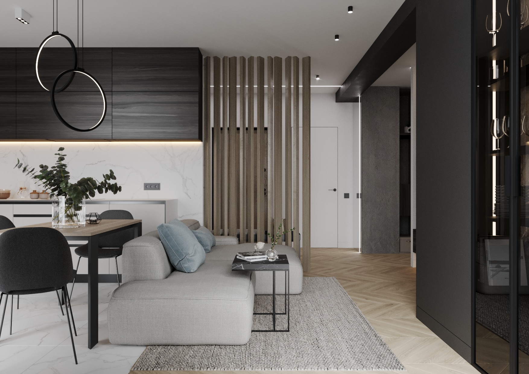 年轻家庭的单色空间公寓设计-7