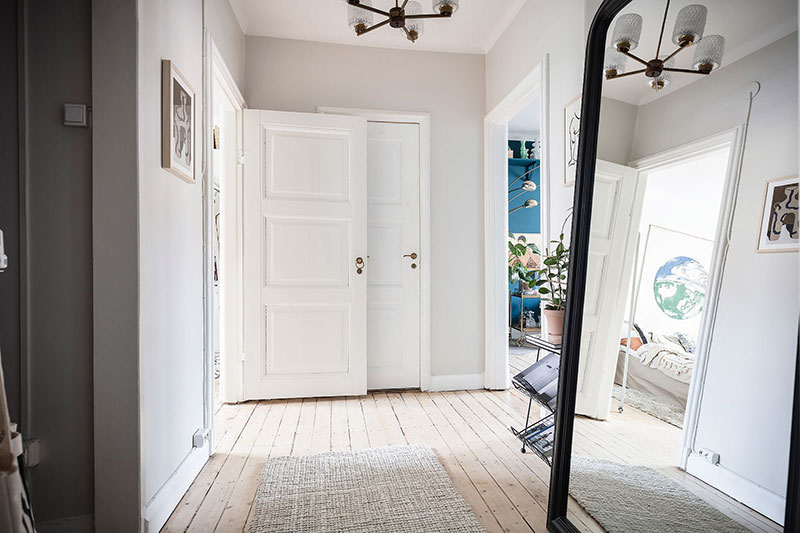 哥德堡大胆蓝色公寓，充满装饰的 65 平米空间-26