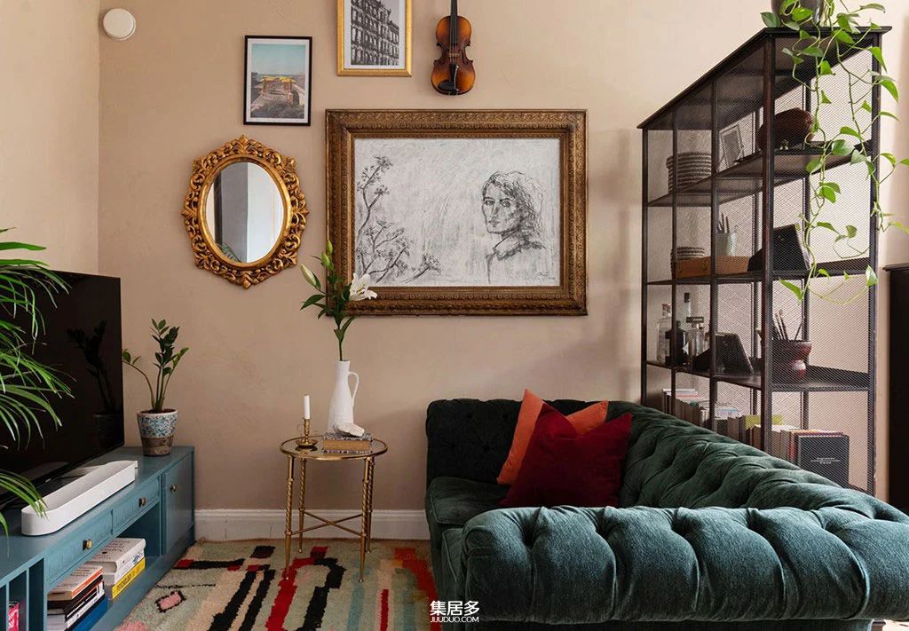 绿色调斯堪的纳维亚时尚公寓：舒适与复古的完美结合（45平方米）-2