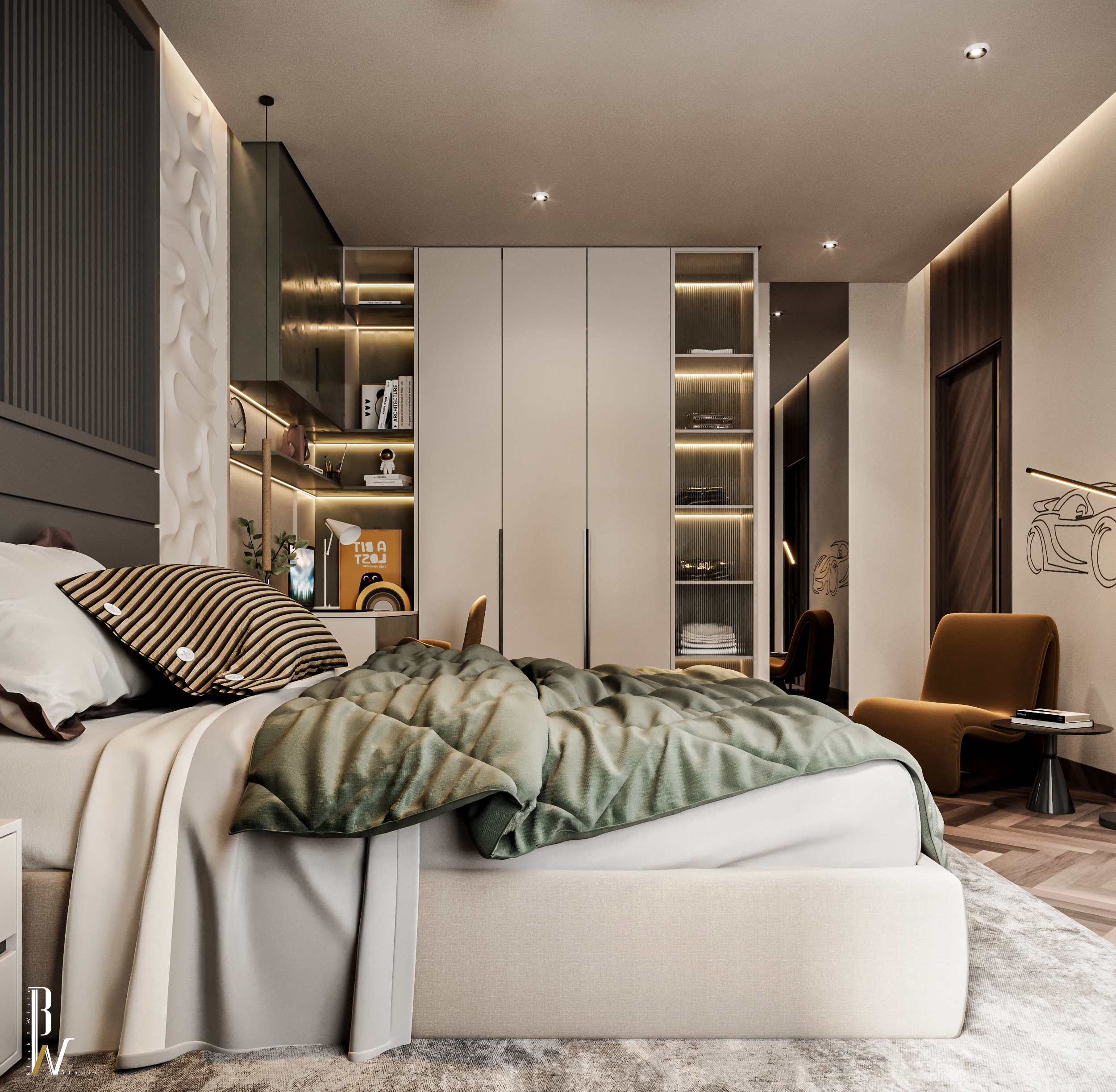 男孩卧室设计丨Black N White-19