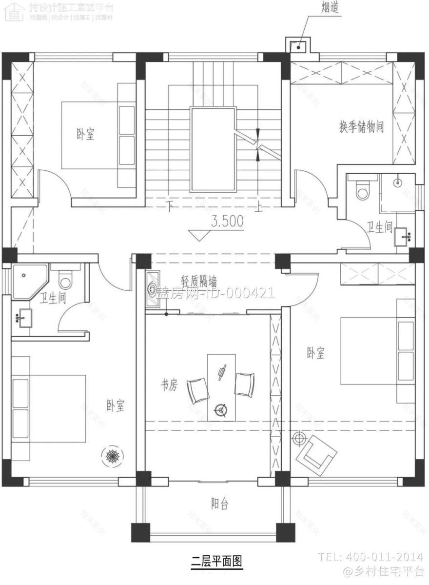 【设计师案例】土建参考造价69万,面宽11.3m×进深11.6m浙江杭州三层新中式别墅-18