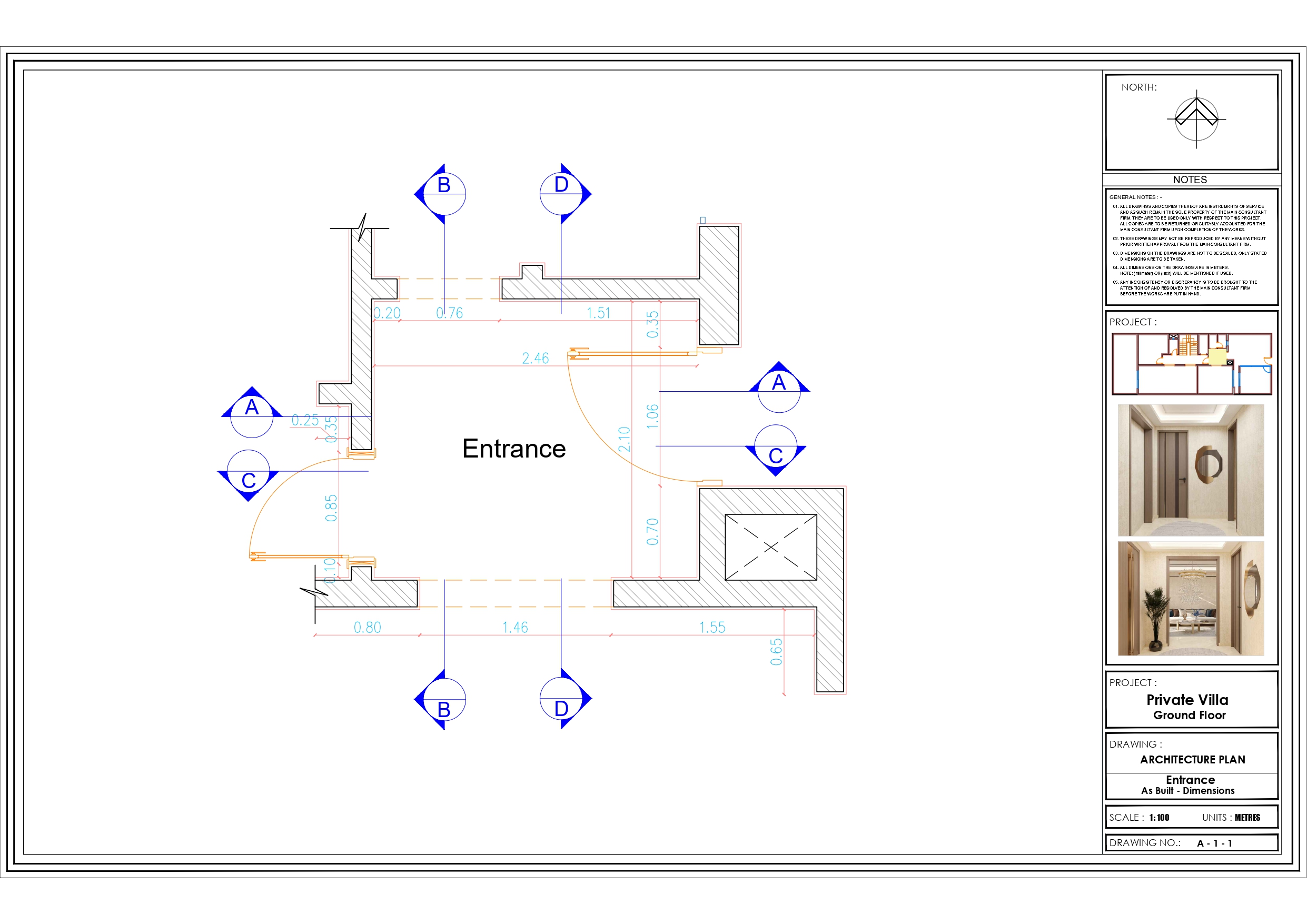 Working Drawings of Entrance of villa at KSA-1