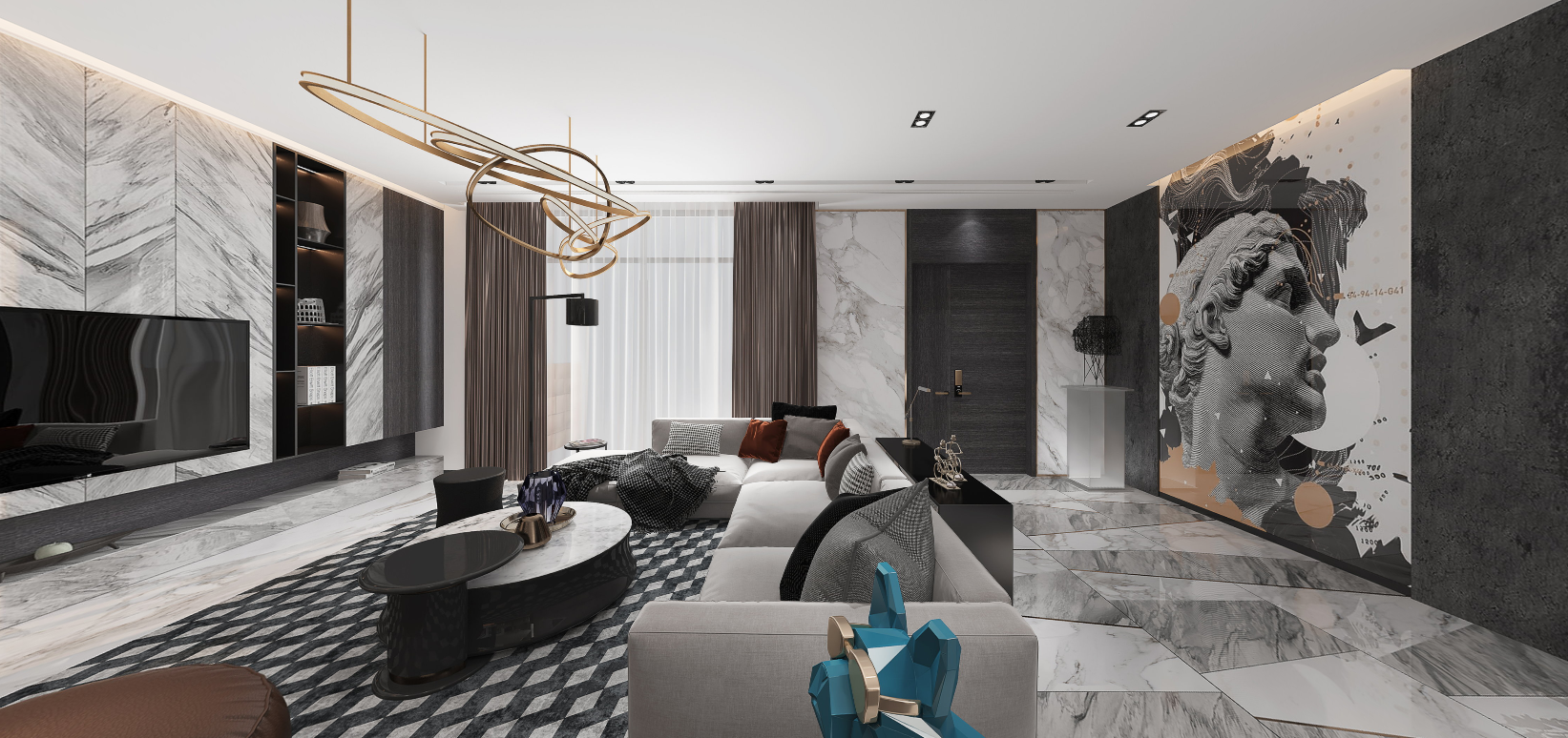 黑白灰极简摩登主义别墅住宅-6