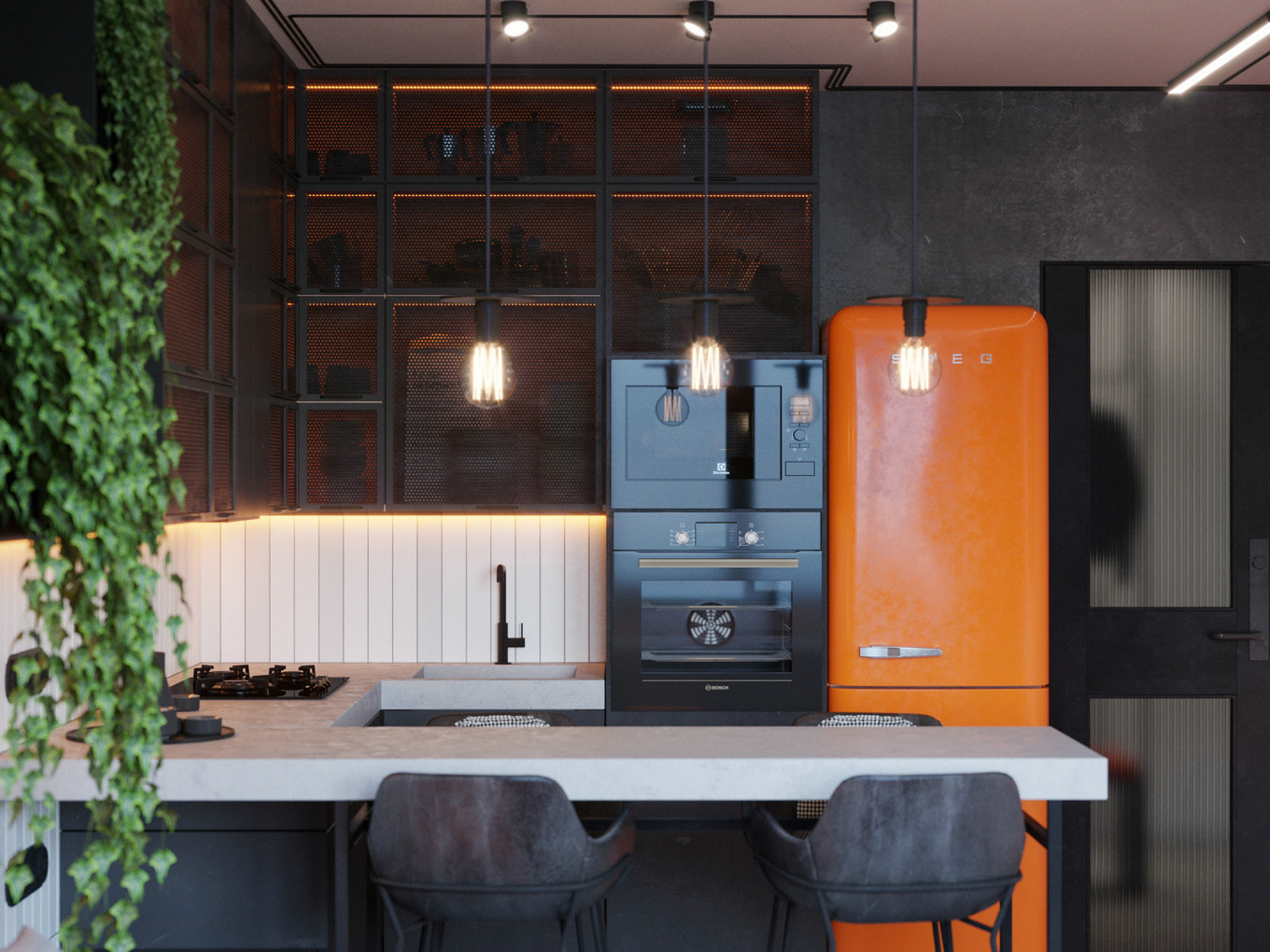 橙蓝双色打造惊艳空间，专业点评设计亮点-3