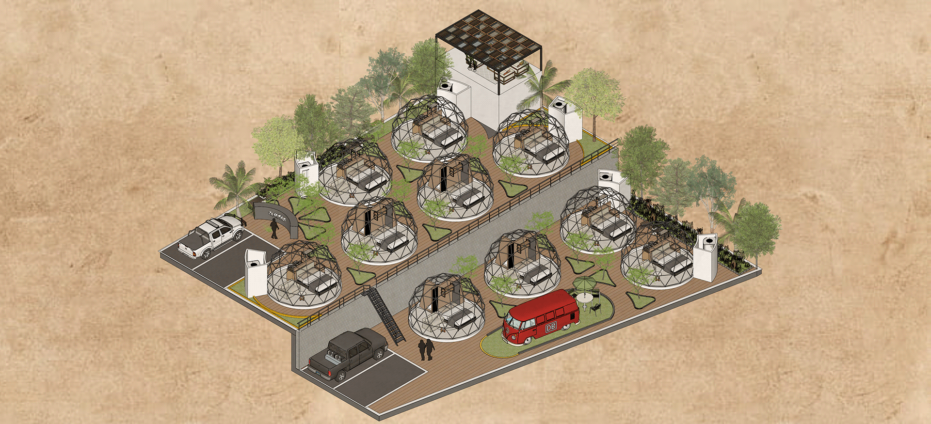 geodesic dome complex（如果这里 Complejo 是西班牙语指综合体，Domos Geodésicos 是 geodesic domes （大地测量穹顶；测地线穹顶 ） ，就可以用这个表达） 
如果Complejo明确有别的意思，建议提供更多原文语境等信息哦 丨MexicoOaxaca丨Daktilar experiences-12