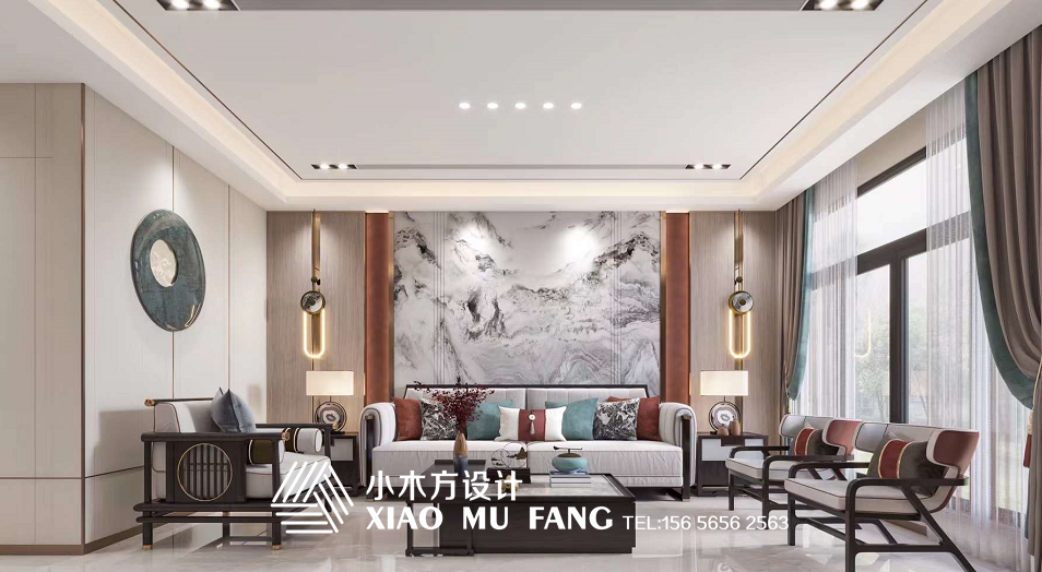 现代中式客厅,餐厅,过道设计-4