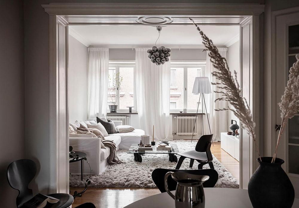 白色斯堪的纳维亚风格公寓-3