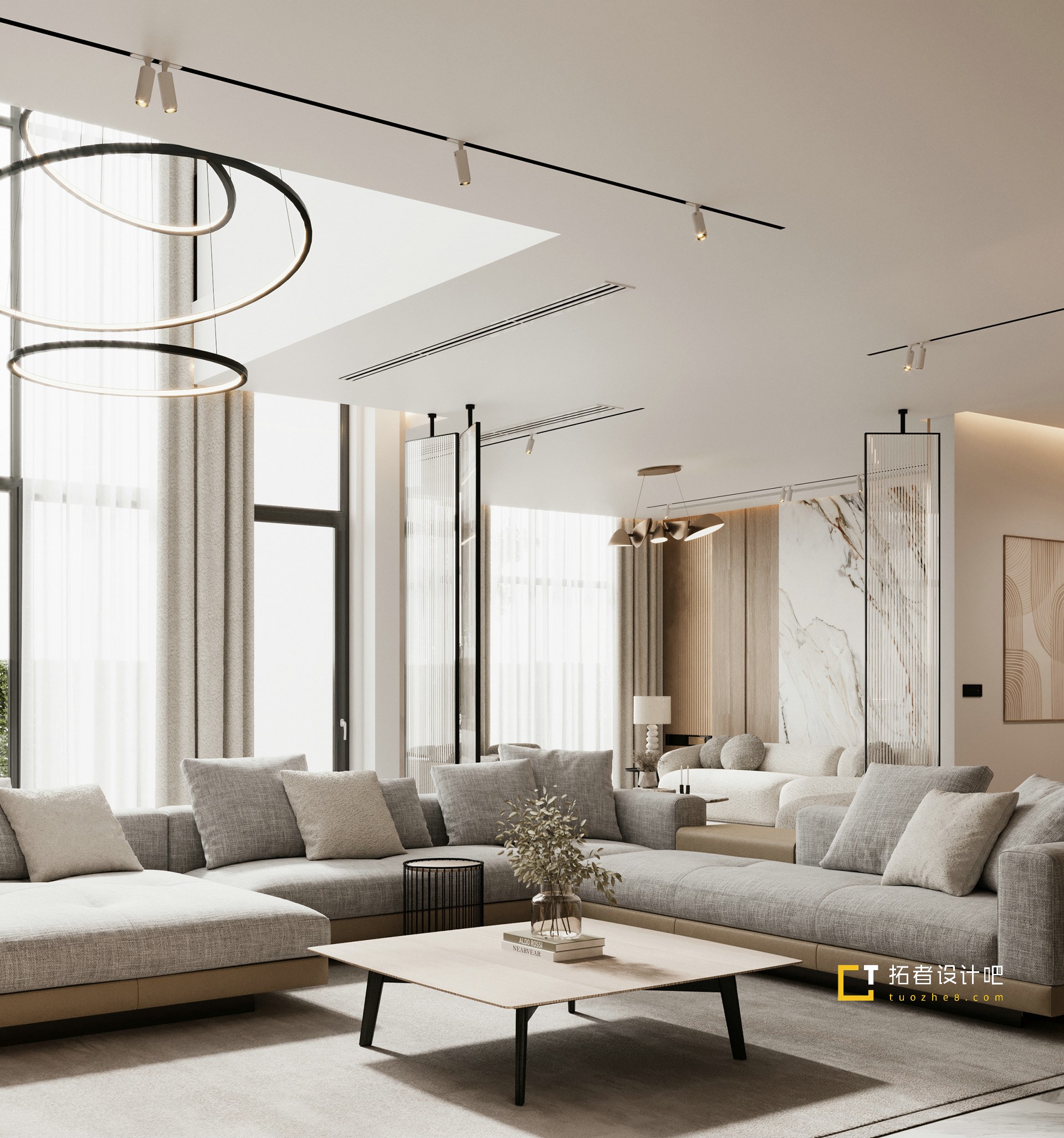 大理石+木质 打造现代简约空间！-1