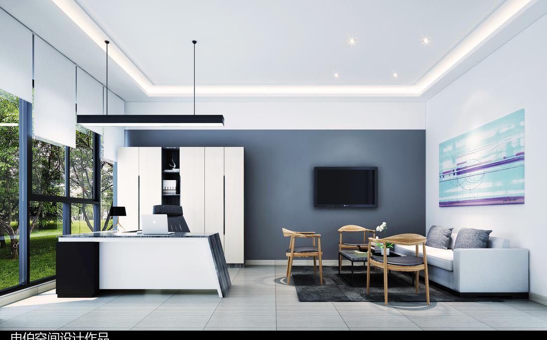 现代极简风格科技公司办公室装修设计案例-0