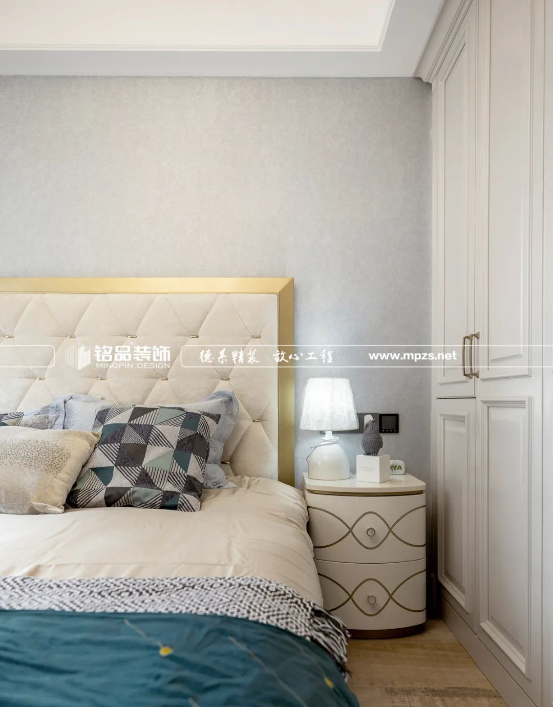 150㎡美式轻奢婚房，沁蓝米咖配色展现小资情调-59