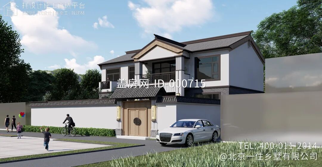 【设计师案例】土建参考造价56万，面宽15.8m×进深10.1m山东枣庄二层新中式别墅-32