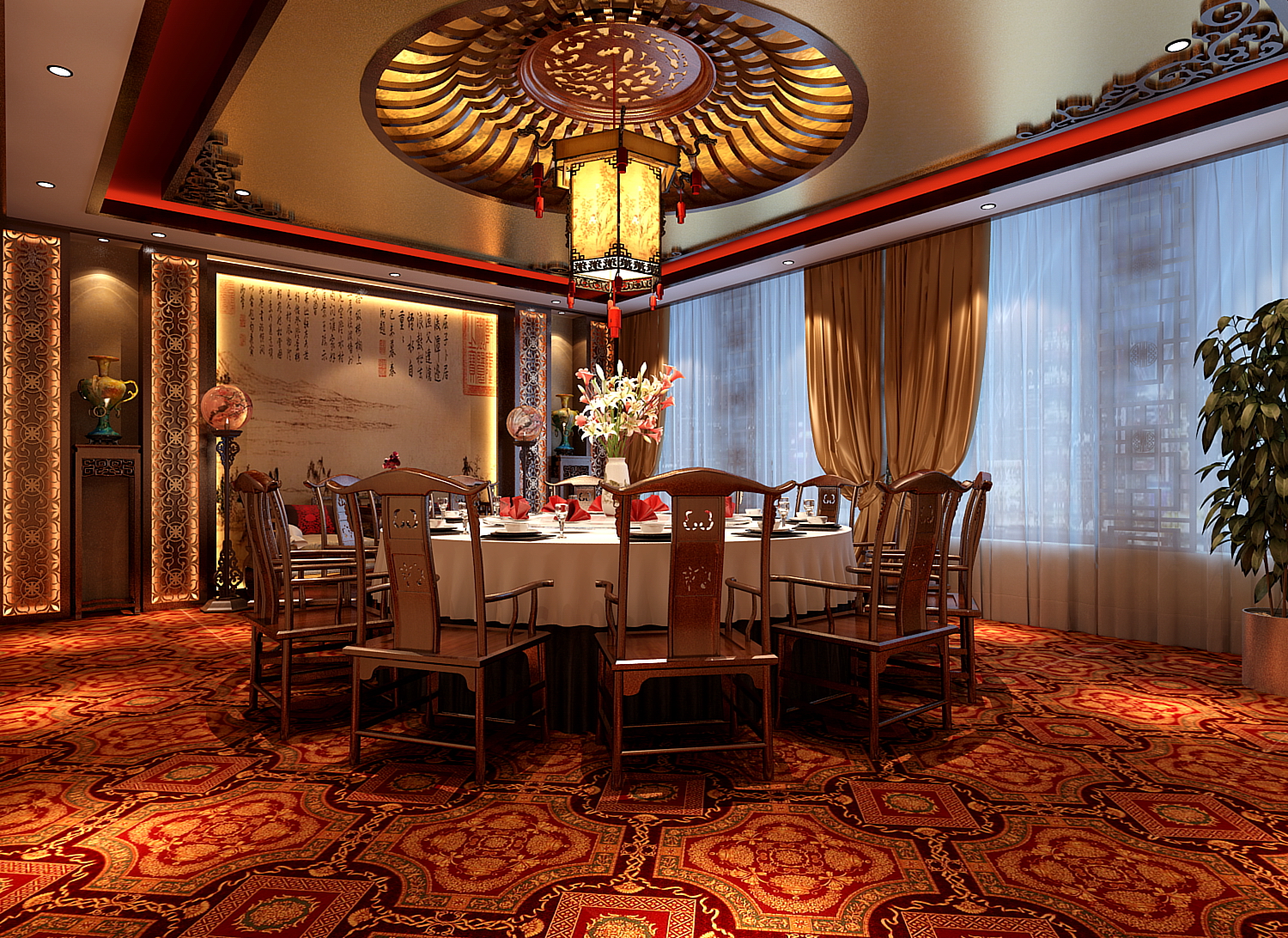 新中式风格奢华酒店餐厅 会所包房 包厢 包间 高清效果-2-39