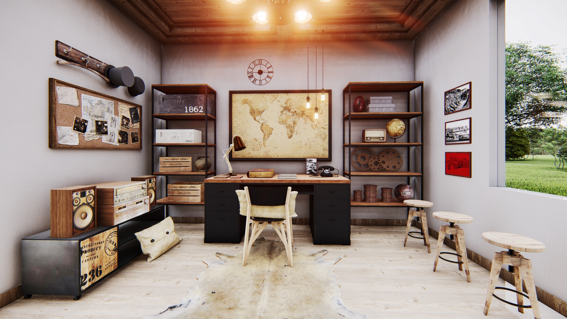 steampunk vintage room-2