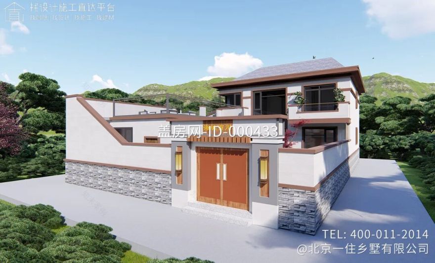 【设计师案例】土建参考造价68万,面宽13.4m×进深18m北京密云二层新中式别墅-35