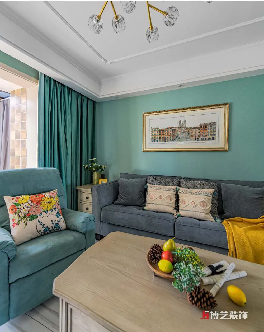 蓝调婚房 | 美式风格中的蓝粉浪漫-9