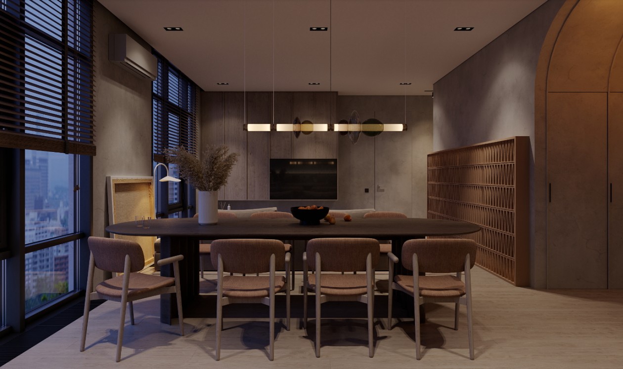 120 平北欧风暖色系日景夜景设计案例-6